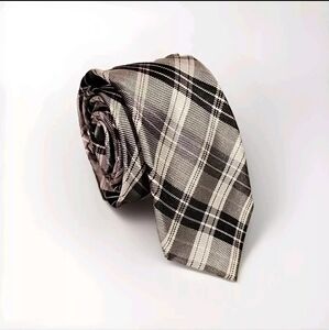 Bruno Piattelli Men's Silk Tie Silver Plaid